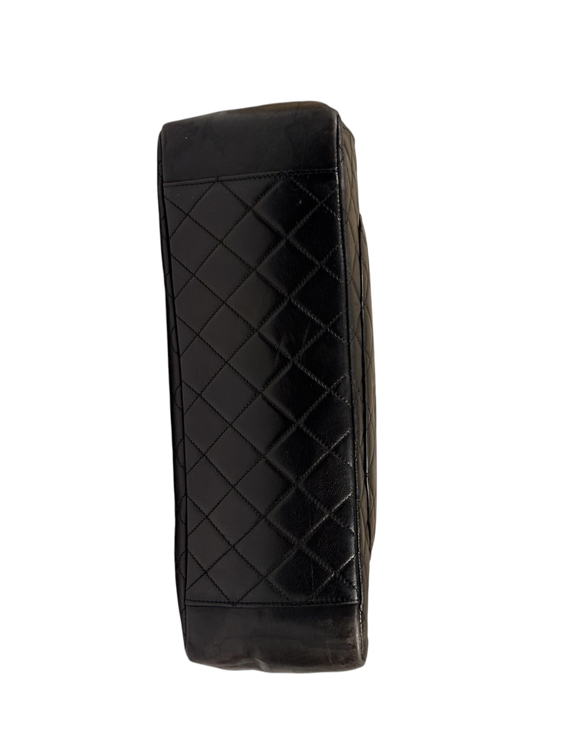 Chanel Black Quilted Lambskin CC Timeless Shopping Tote Late 90s