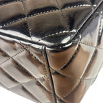 Chanel Black Patent Leather Quilted Leather Double Flap Jumbo Bag 2012