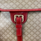 Celine Vintage Macadam Print Red Lined Flap Messenger Bag