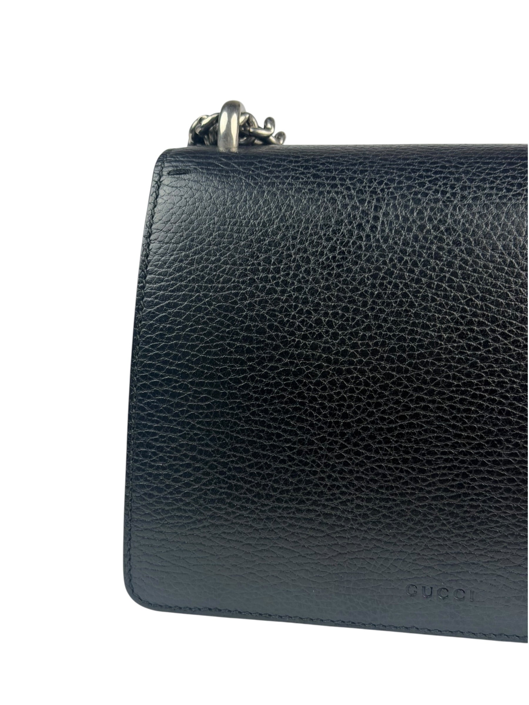 Gucci Black Pebbled Leather Dionysus Small Chain Shoulder Bag