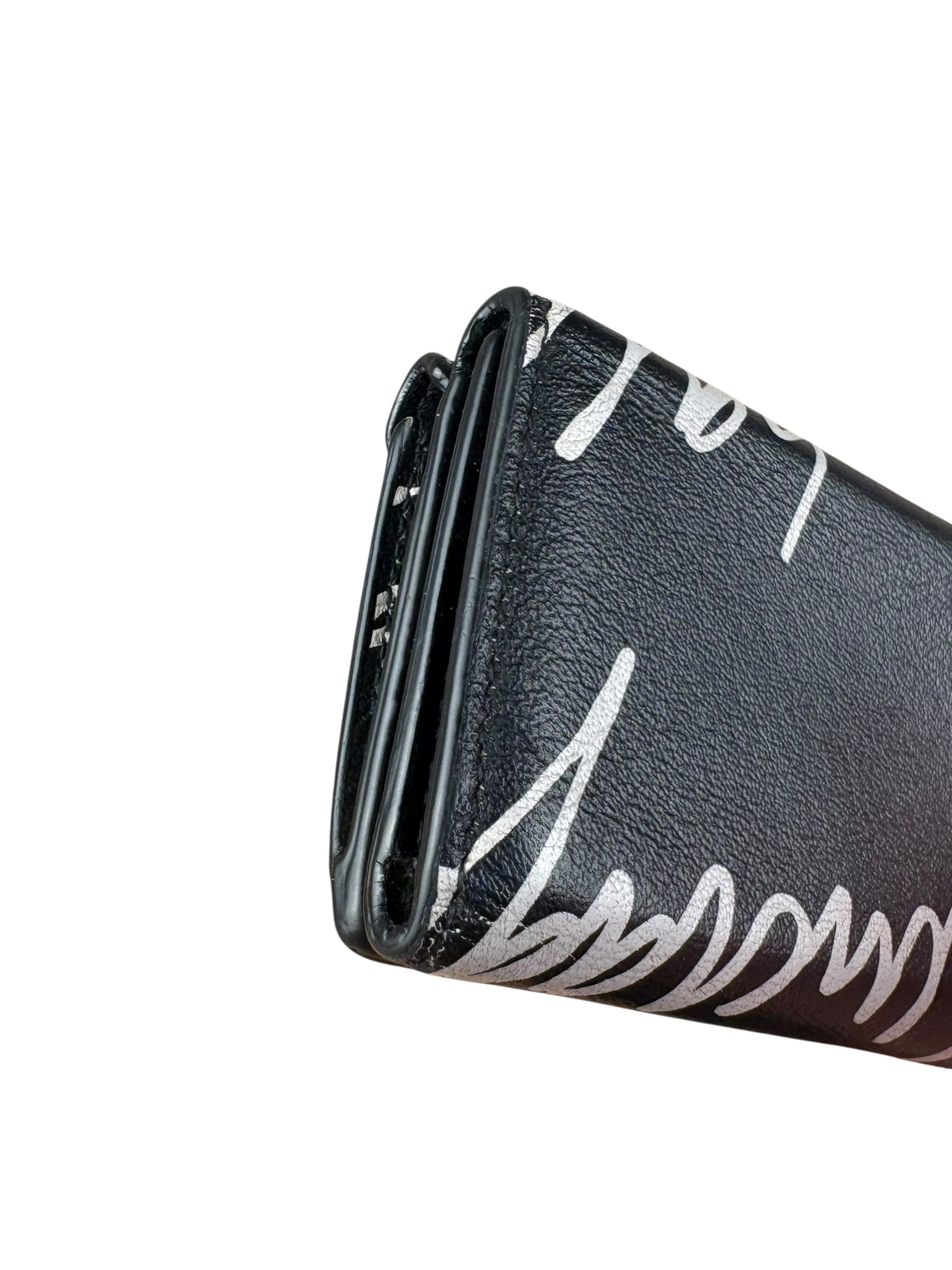 Balenciaga Black Papier Graffiti Trifold Wallet