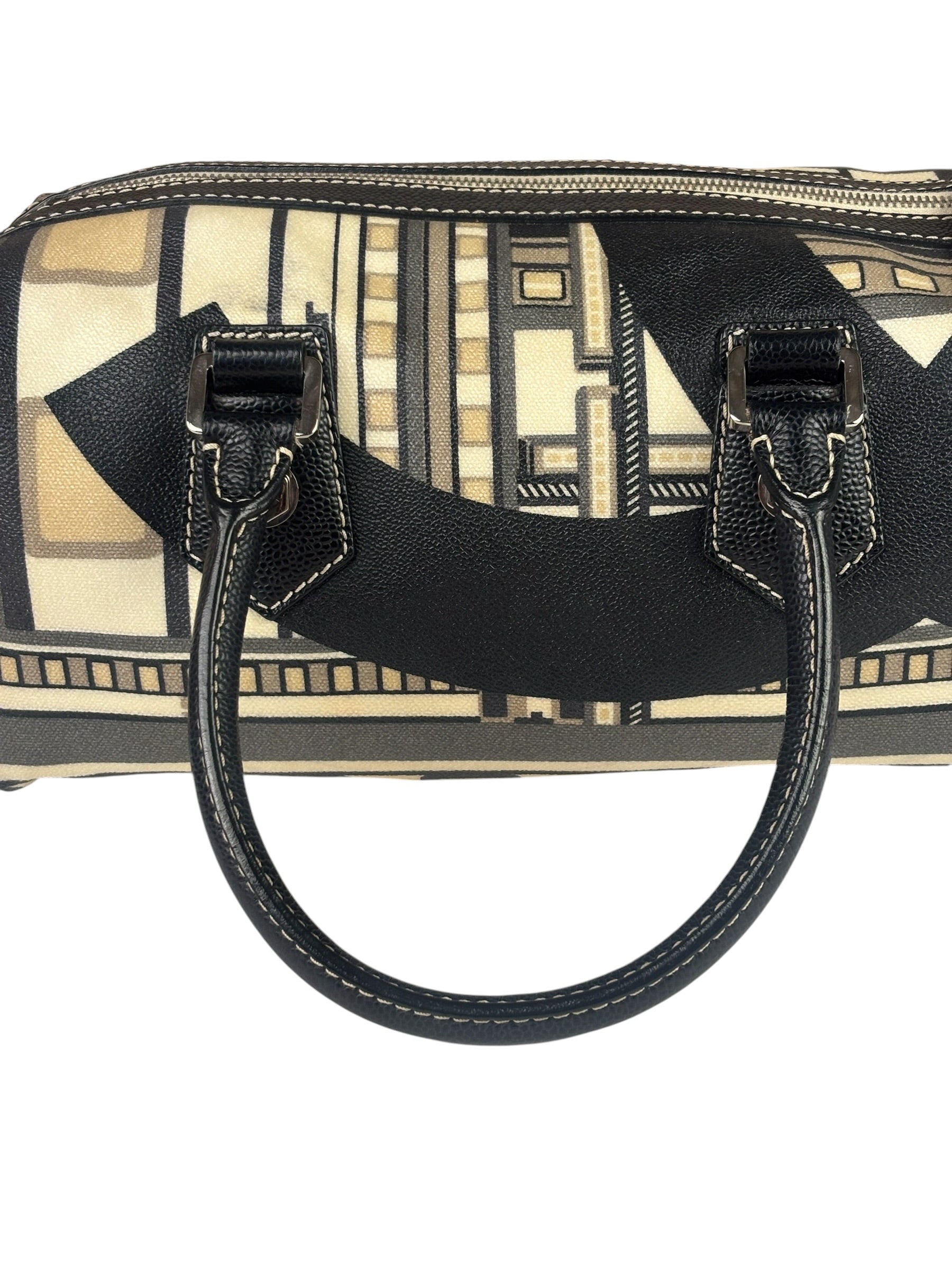 Chanel Cream Leather Coated Canvas Le Train Boston Bag 2006