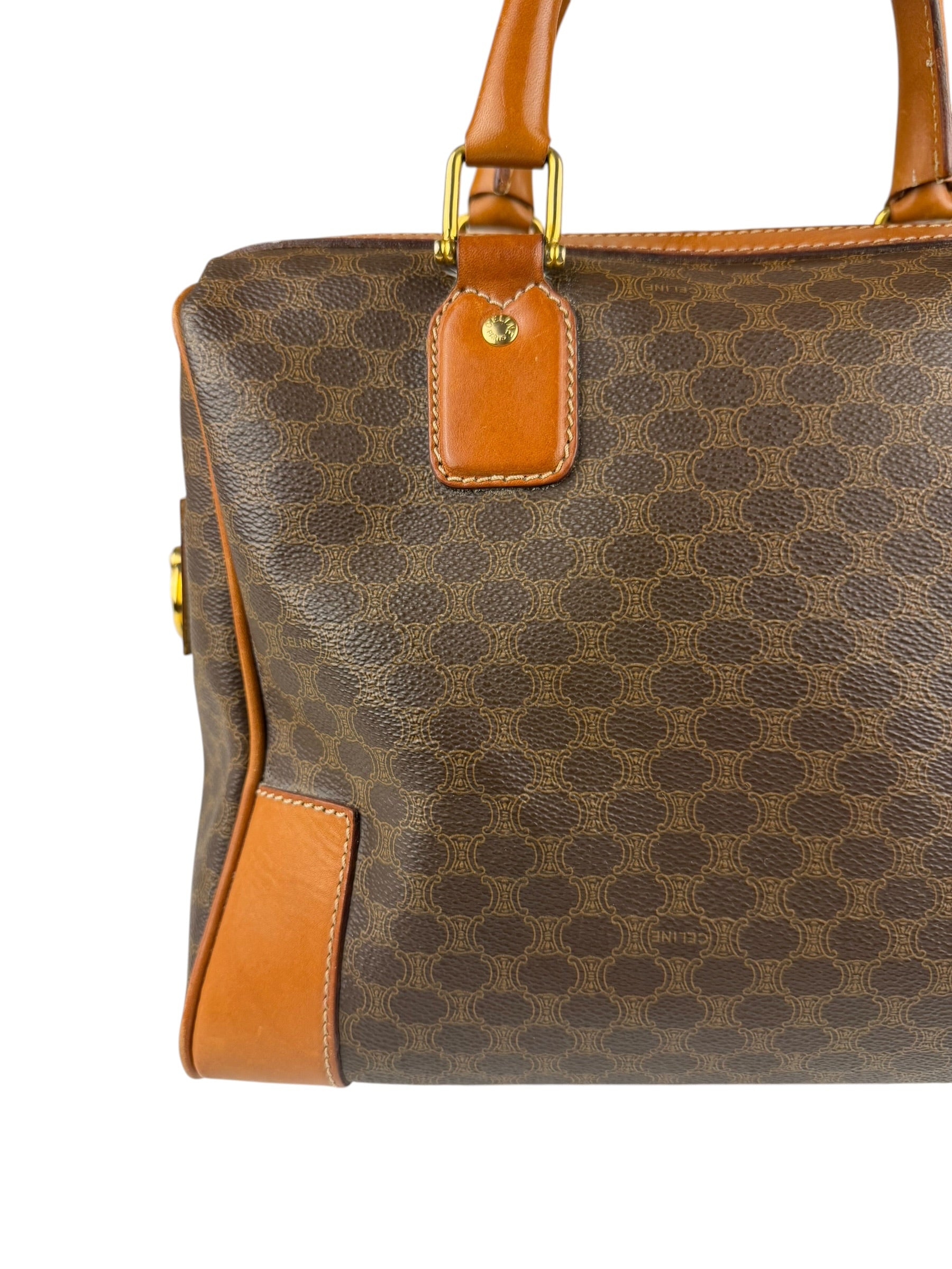 Celine Vintage Macadam Canvas Boston Bag