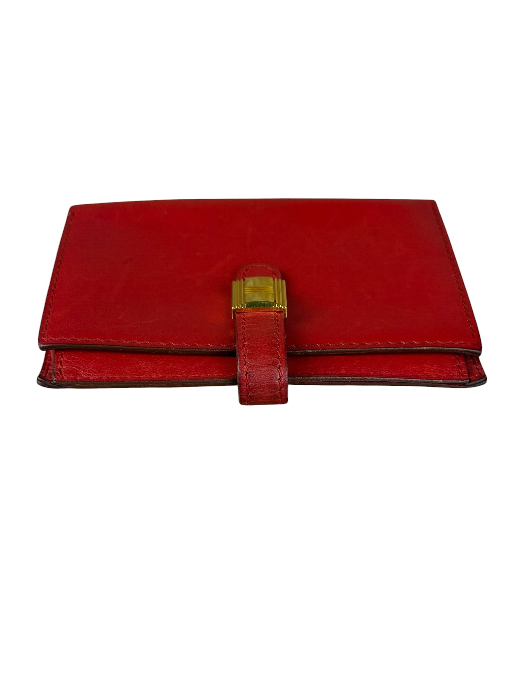 Hermes Red Leather Saumur Diane Boxcalf Cardholder