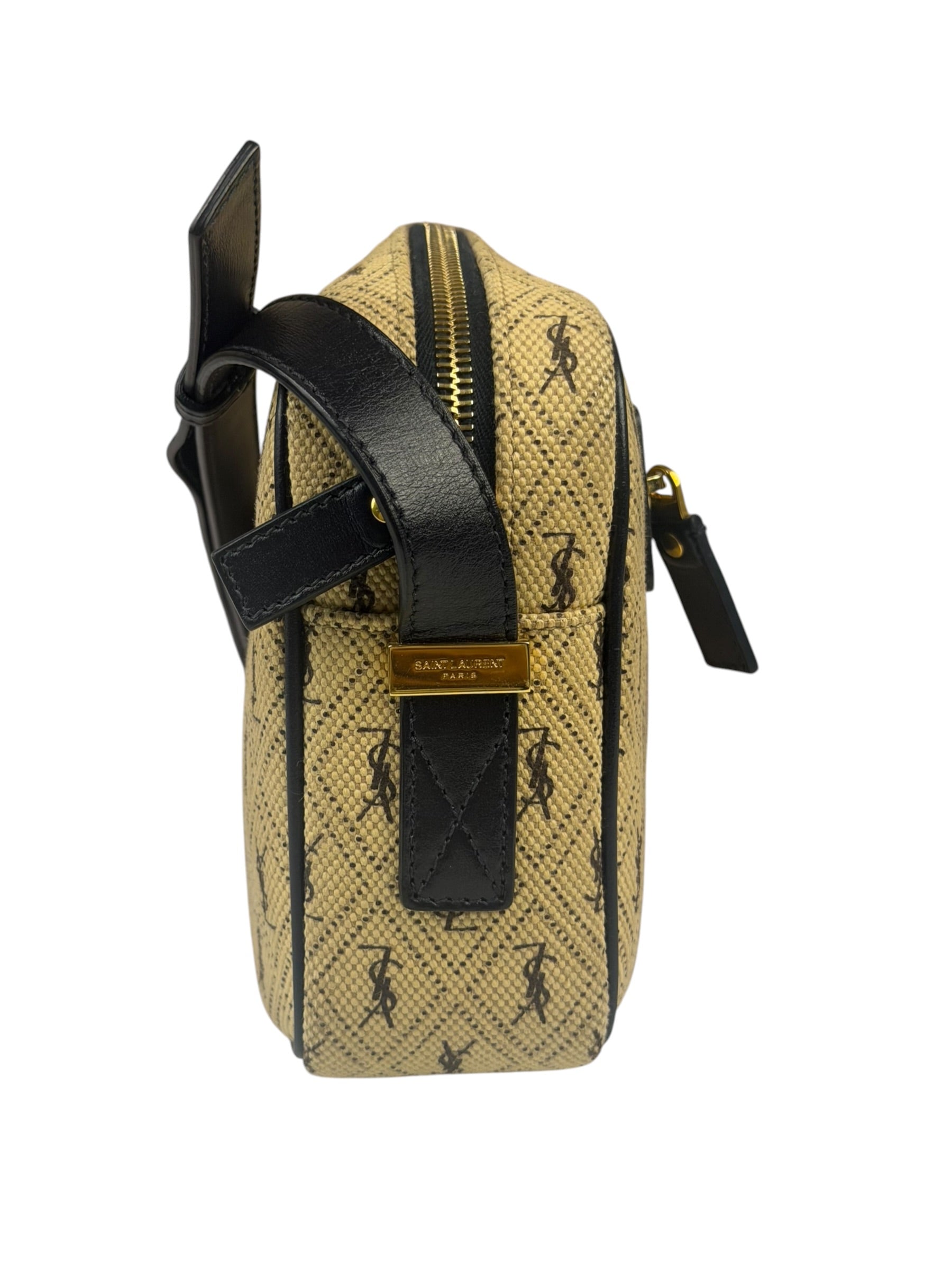 Saint Laurent YSL Beige Logo Print Crossbody Bag