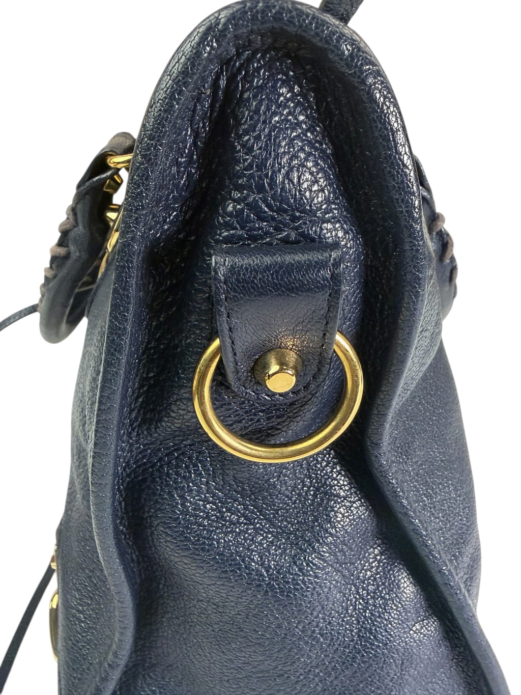 Balenciaga Navy Leather Velo Moto Two-Way Bag