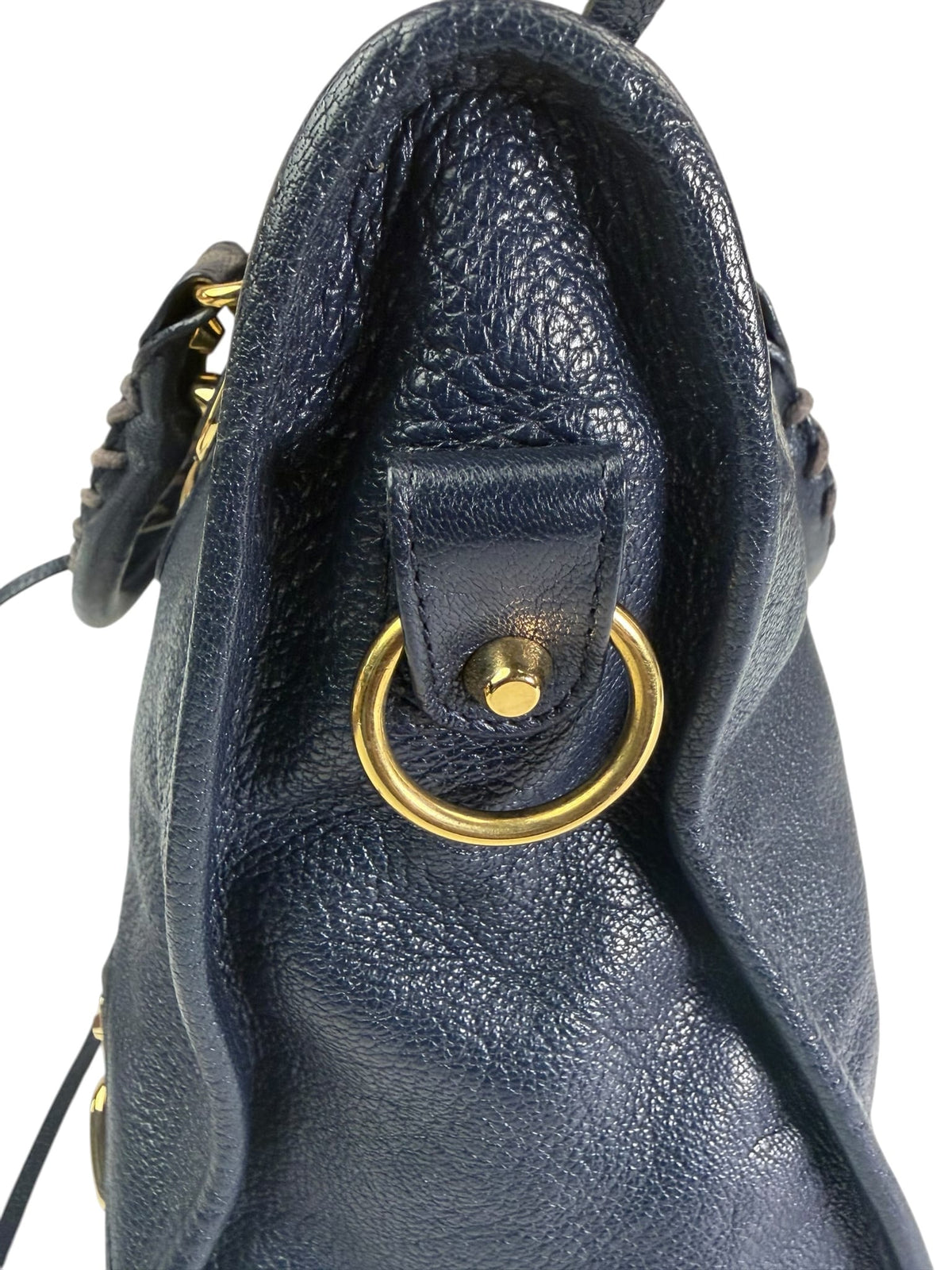 Balenciaga Navy Leather Velo Moto Two-Way Bag