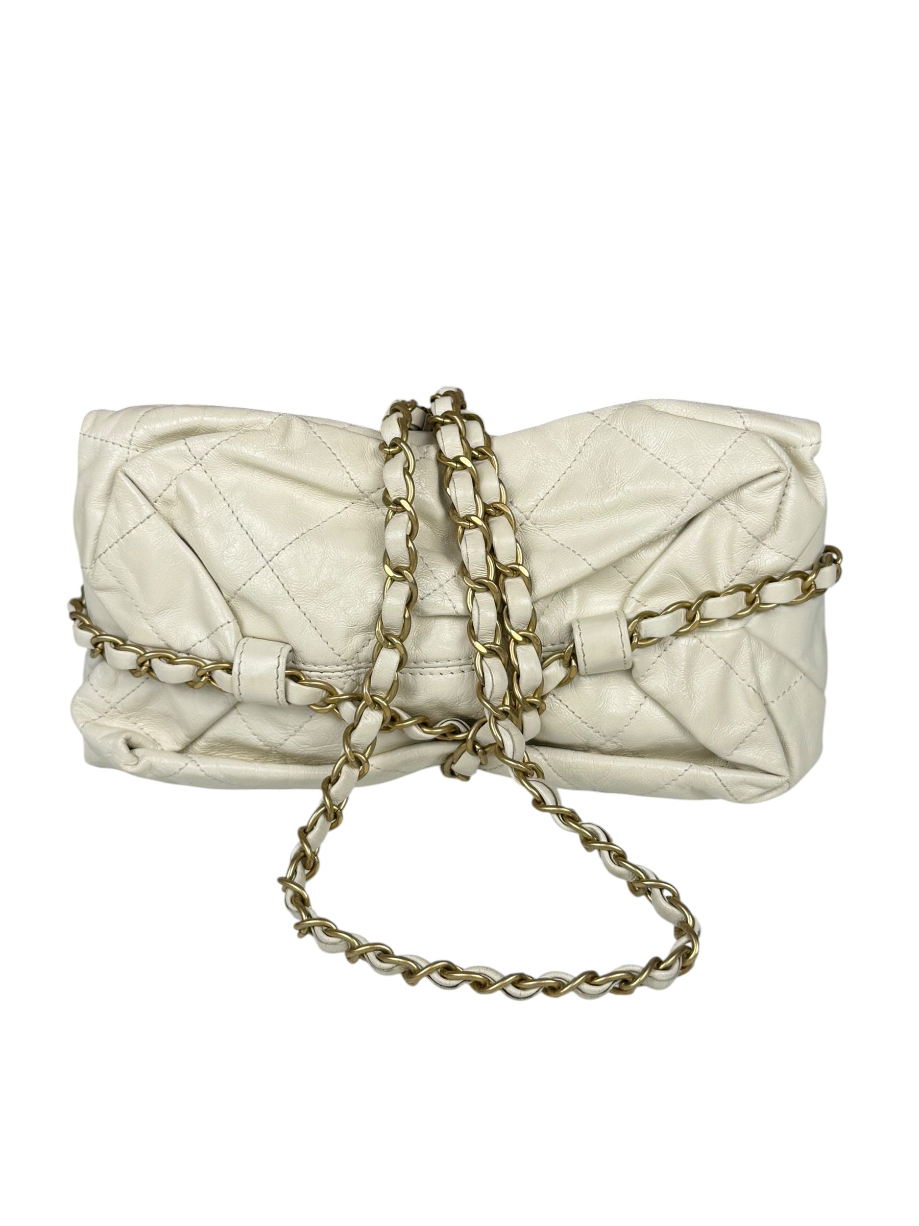 Chanel White Quilted Leather Midnight Swim Baluchon Clutch 2012