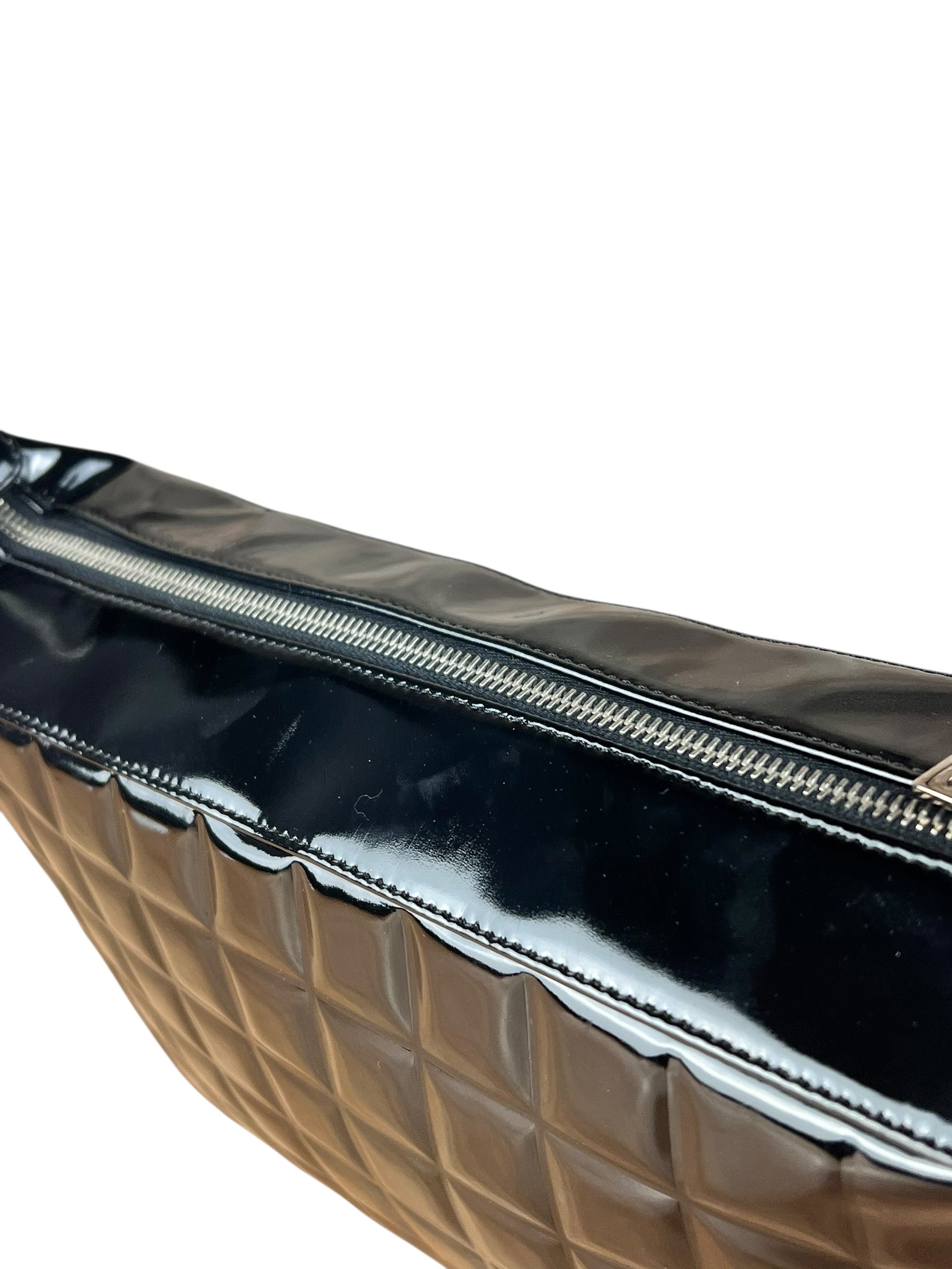 Chanel Black Patent Chocolate Bar Shoulder Bag '02