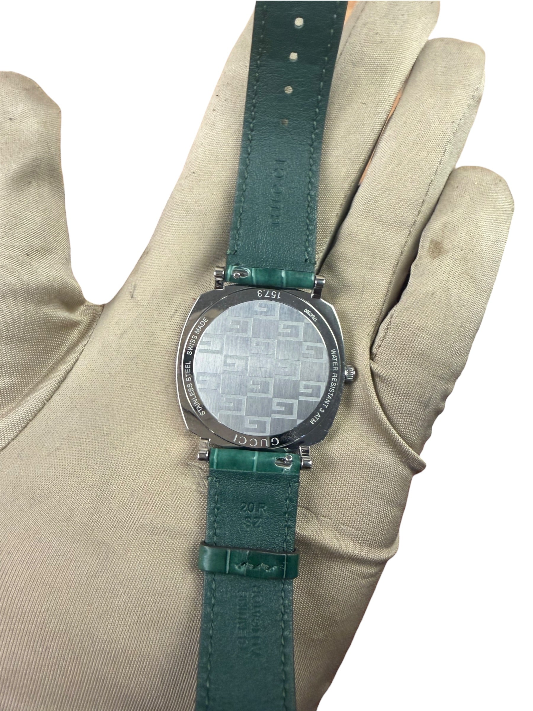 Gucci 157.3 Grip Green Croc Strap