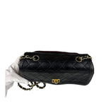 Chanel Vintage Black Leather Double Flap Shoulder Bag 1999