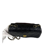 Chanel Vintage Black Leather Double Flap Shoulder Bag 1999