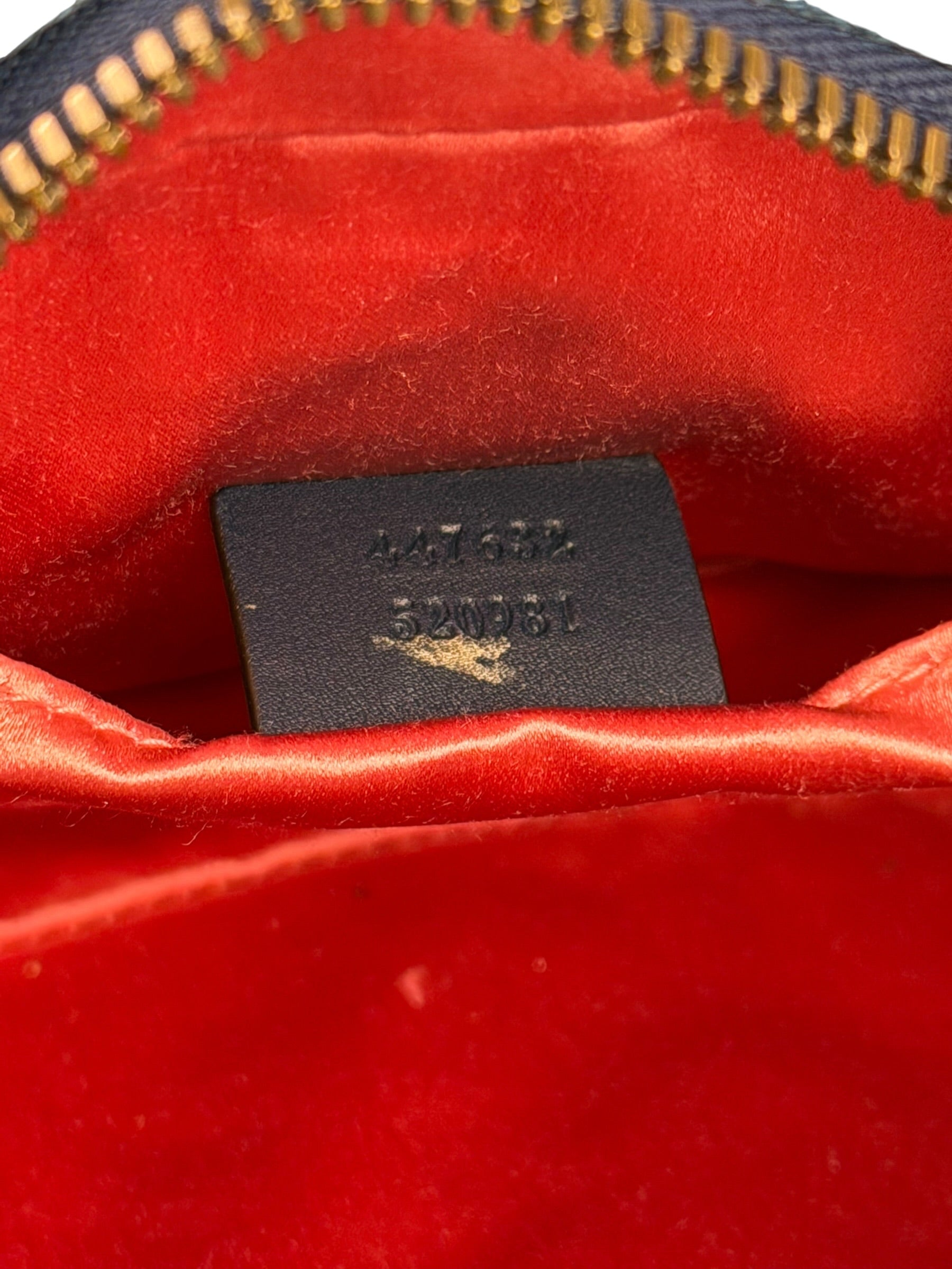 Gucci Blue Denim GG Marmont Pearl Camera Bag