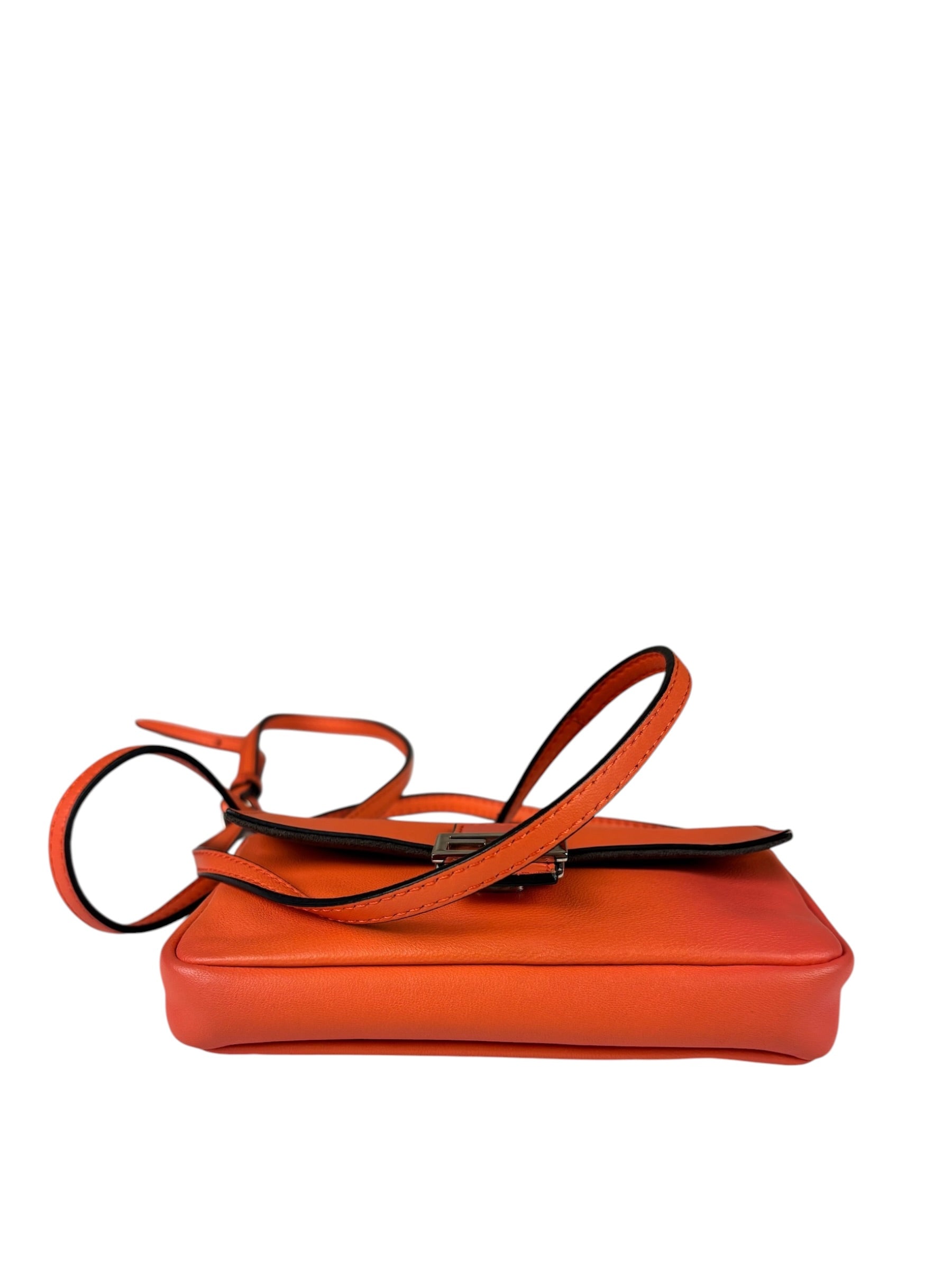 Fendi Orange Leather Mini Baguette