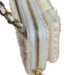 Chanel White Tweed Quilted Bow Wallet On Chain