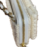 Chanel White Tweed Quilted Bow Wallet On Chain