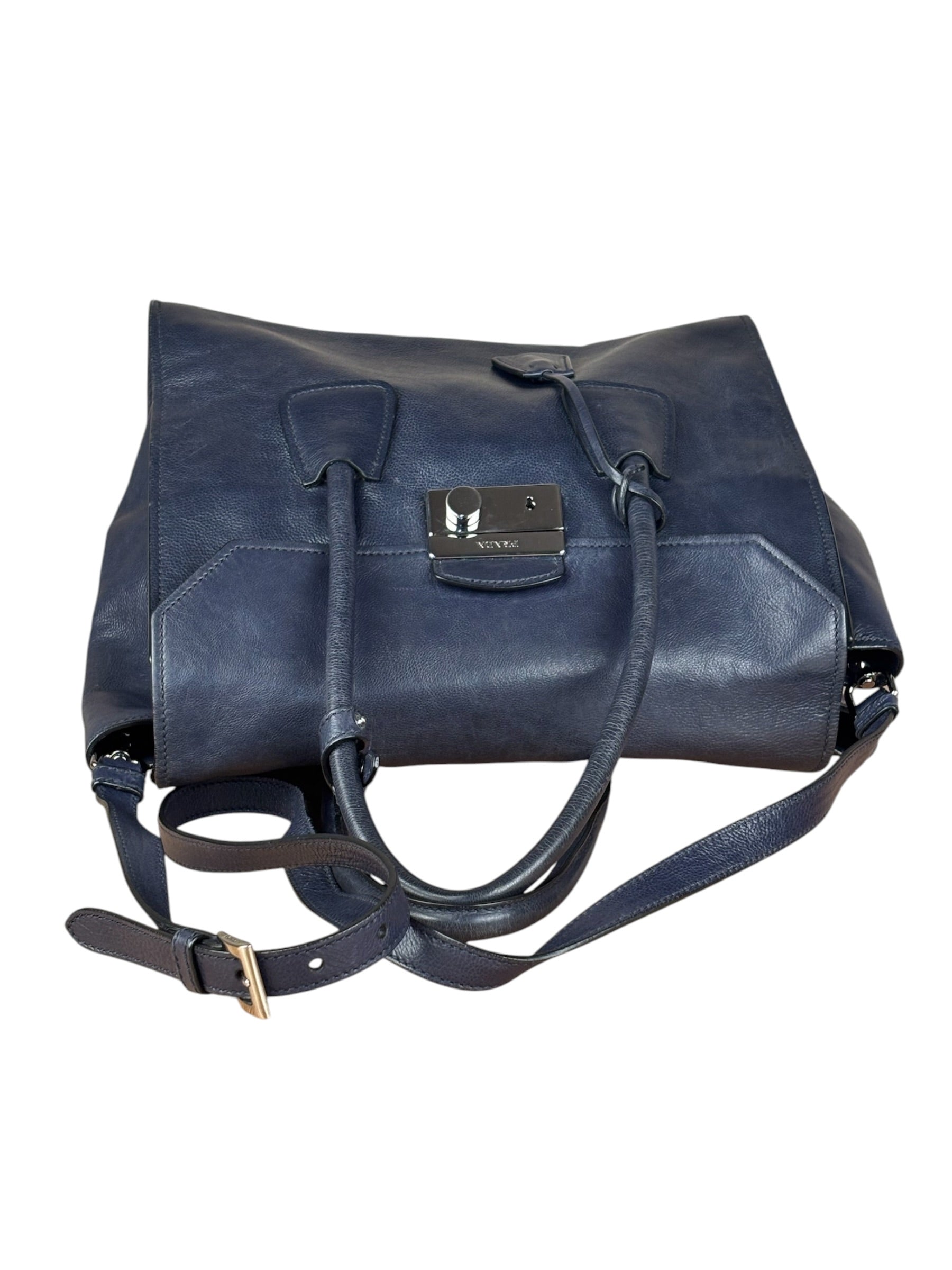 Prada Vintage Muted Blue Leather Glace 2Way Handbag
