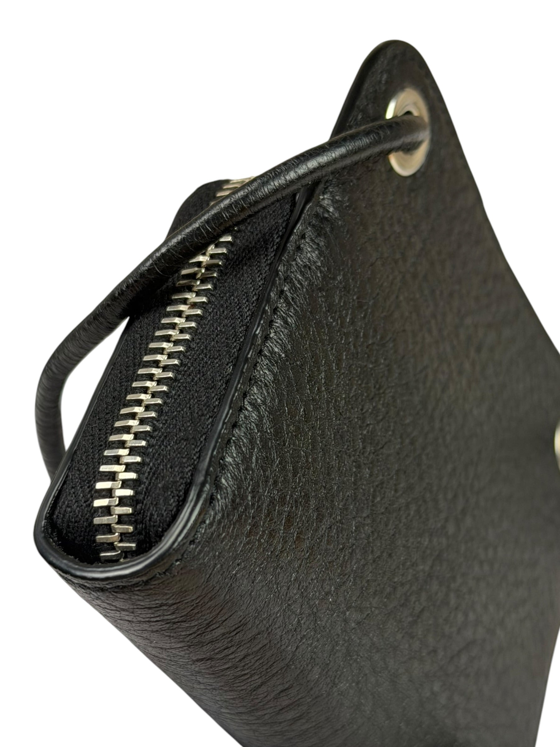 Yves Saint Laurent Black Leather Paris Lanyard Wallet