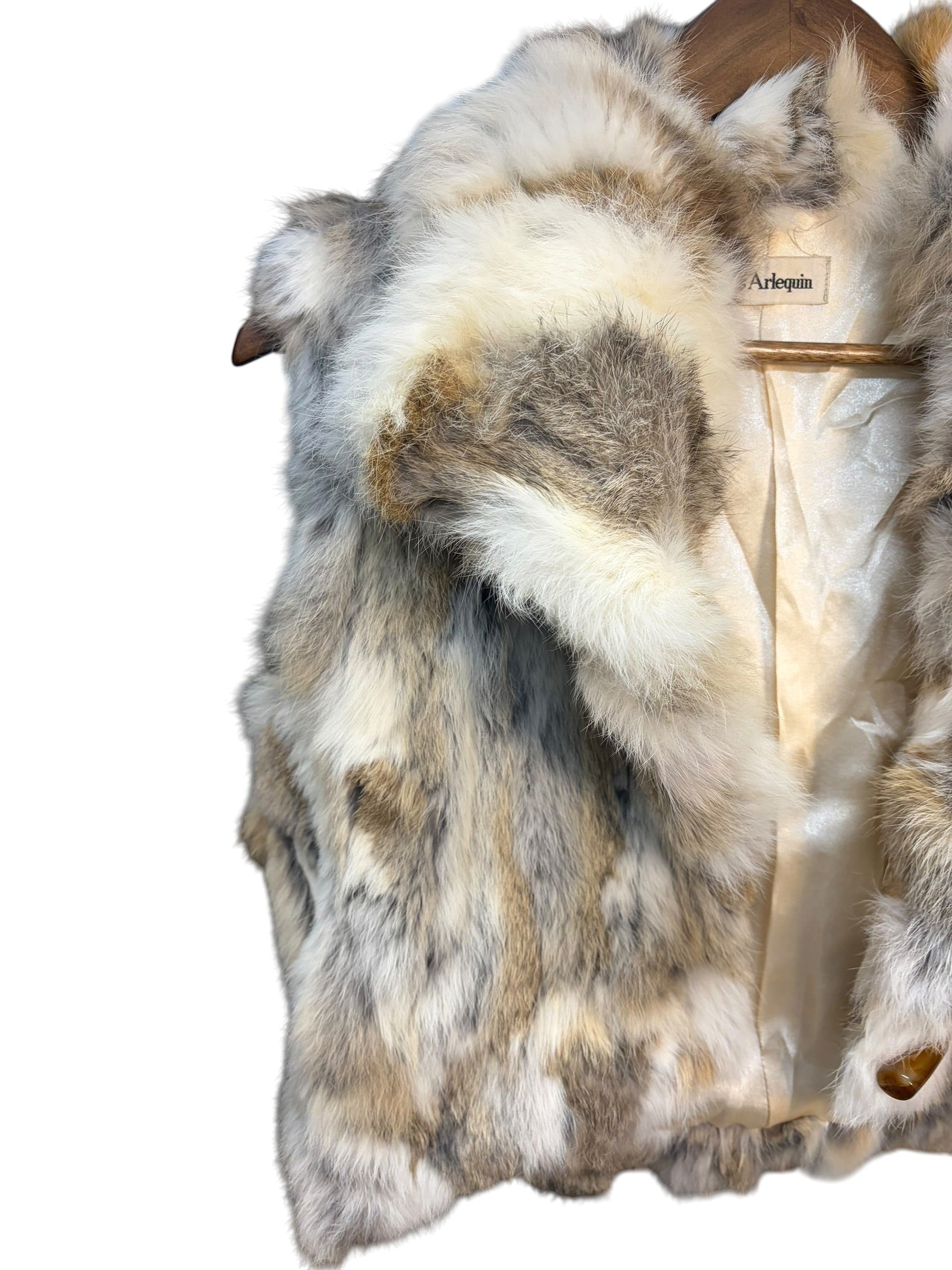 Vintage Les Arleqin Rabbit Fur Sleeveless Coat