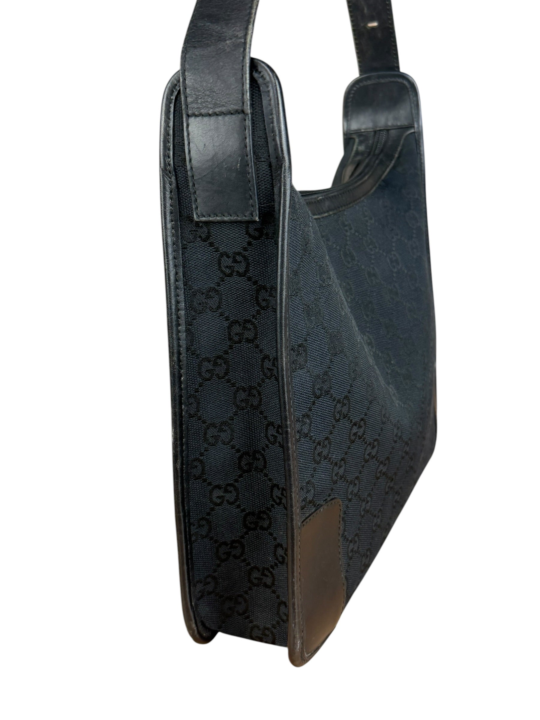 Gucci Vintage Black GG Canvas Shoulder Bag