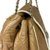 Chanel East/West Accordion Chain Beige Flap Bag 2008