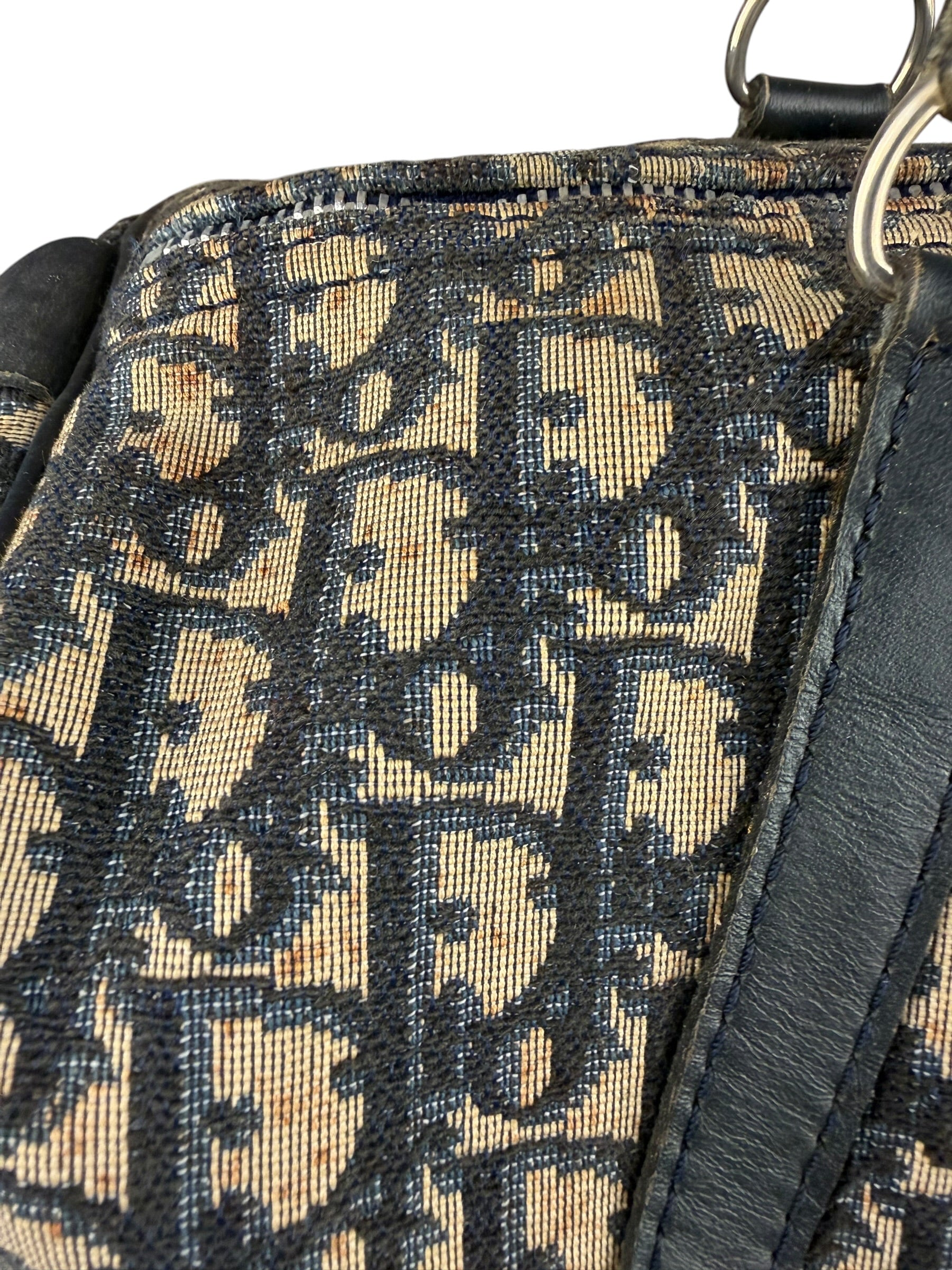 Christian Dior Vintage Canvas Monogram Trotter Oblique Boston Hand Bag