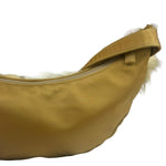 Burberrys Vintage Blue Label Beige Faux Fur Trimmed Shoulder Bag