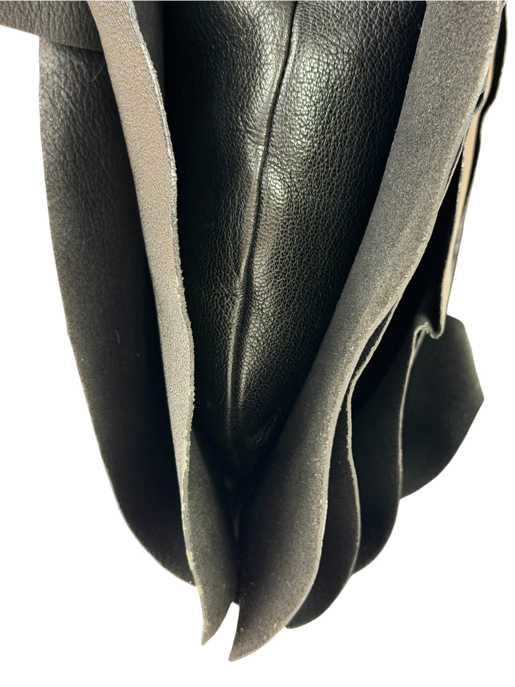 Yves Saint Laurent Black Leather St. Tropez Ruffled Hobo Bag