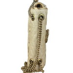 Gucci GG Beige Raffia Marmont Snakeskin Trim Flap Bag