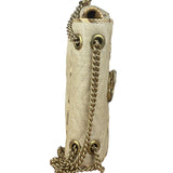 Gucci GG Beige Raffia Marmont Snakeskin Trim Flap Bag