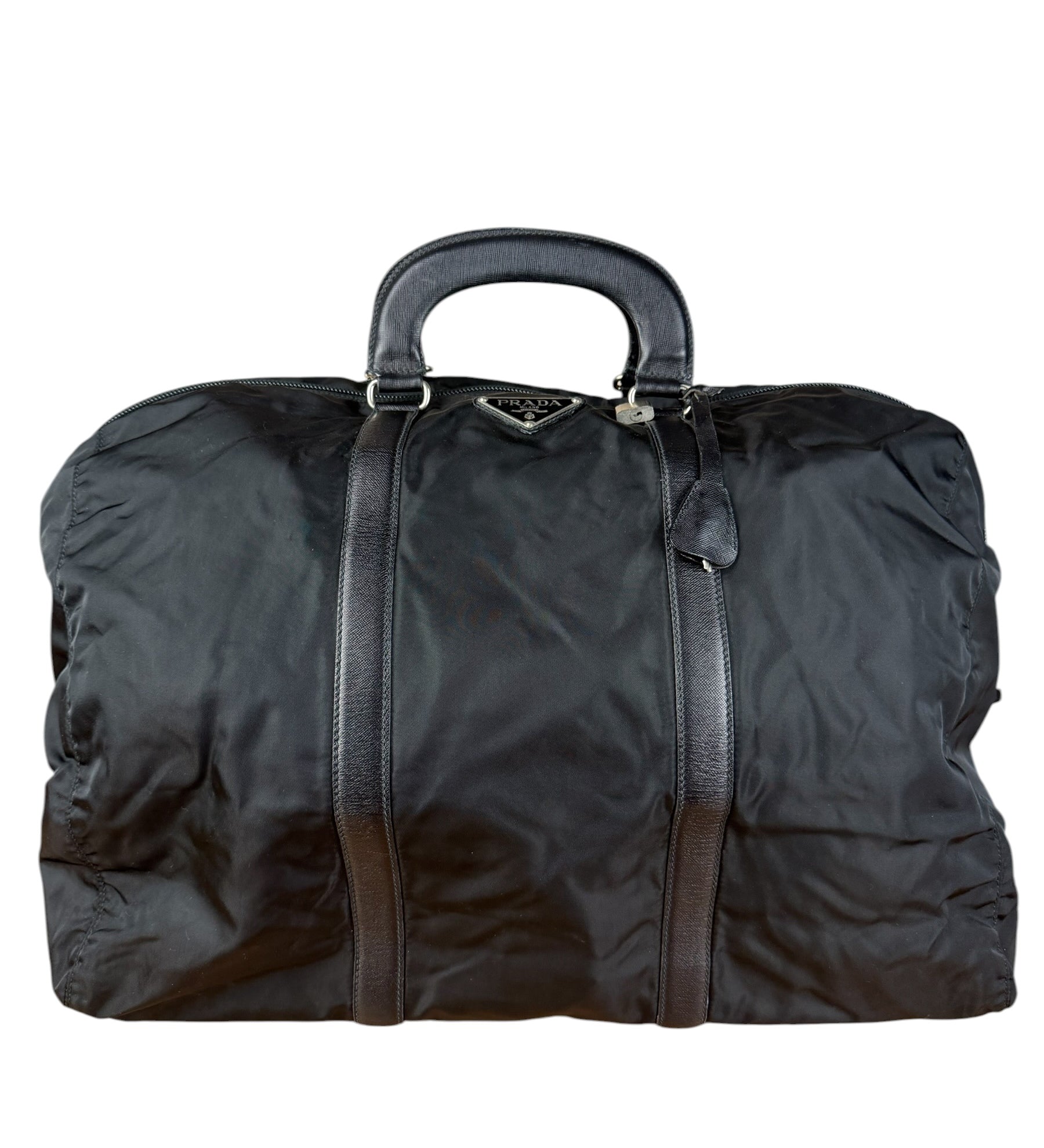 Prada Black Nylon Saffiano Travel Bag