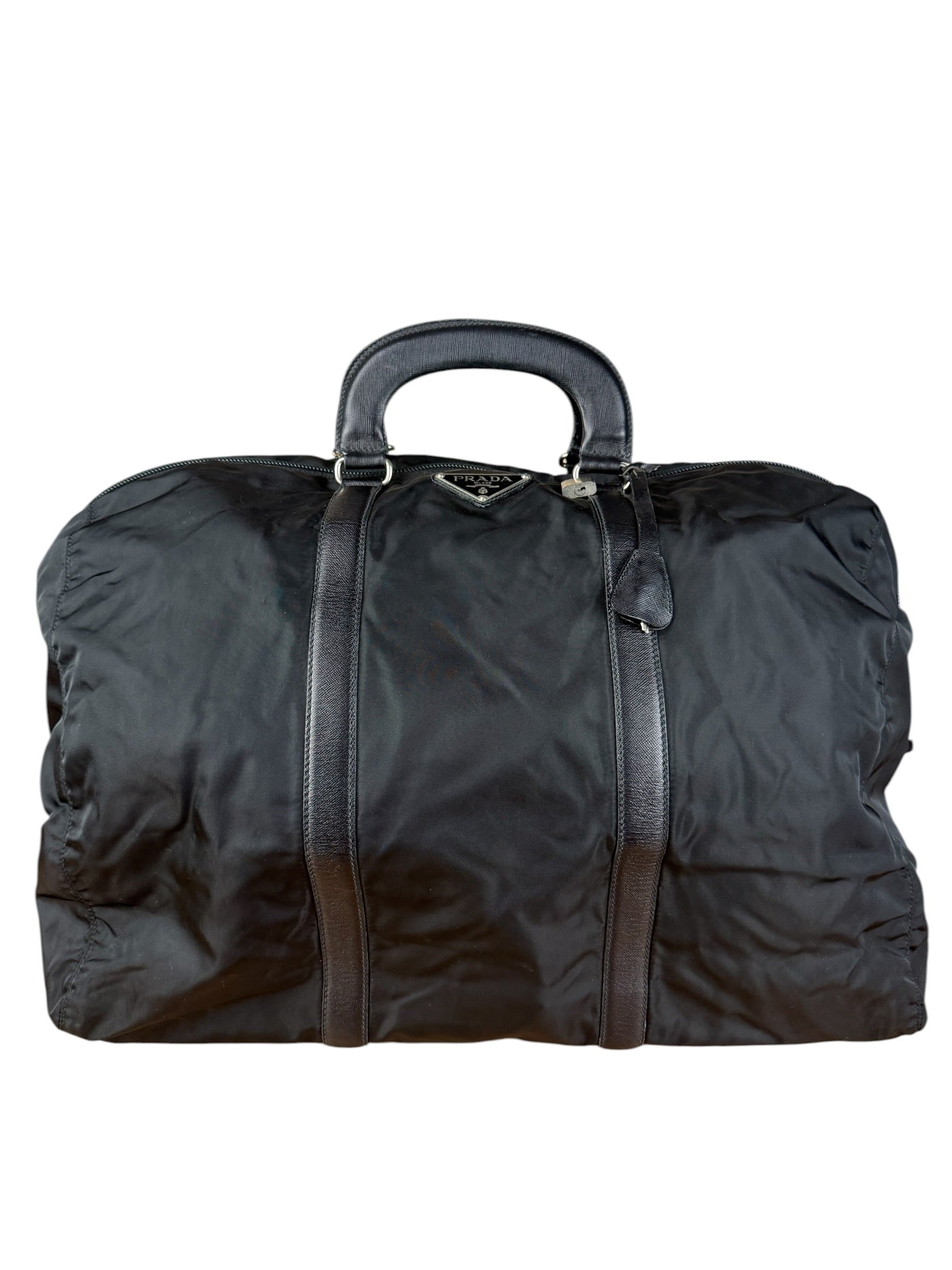 Prada Black Nylon Saffiano Travel Bag