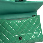Chanel Green Quilted Patent Leather Flap Bag 2012