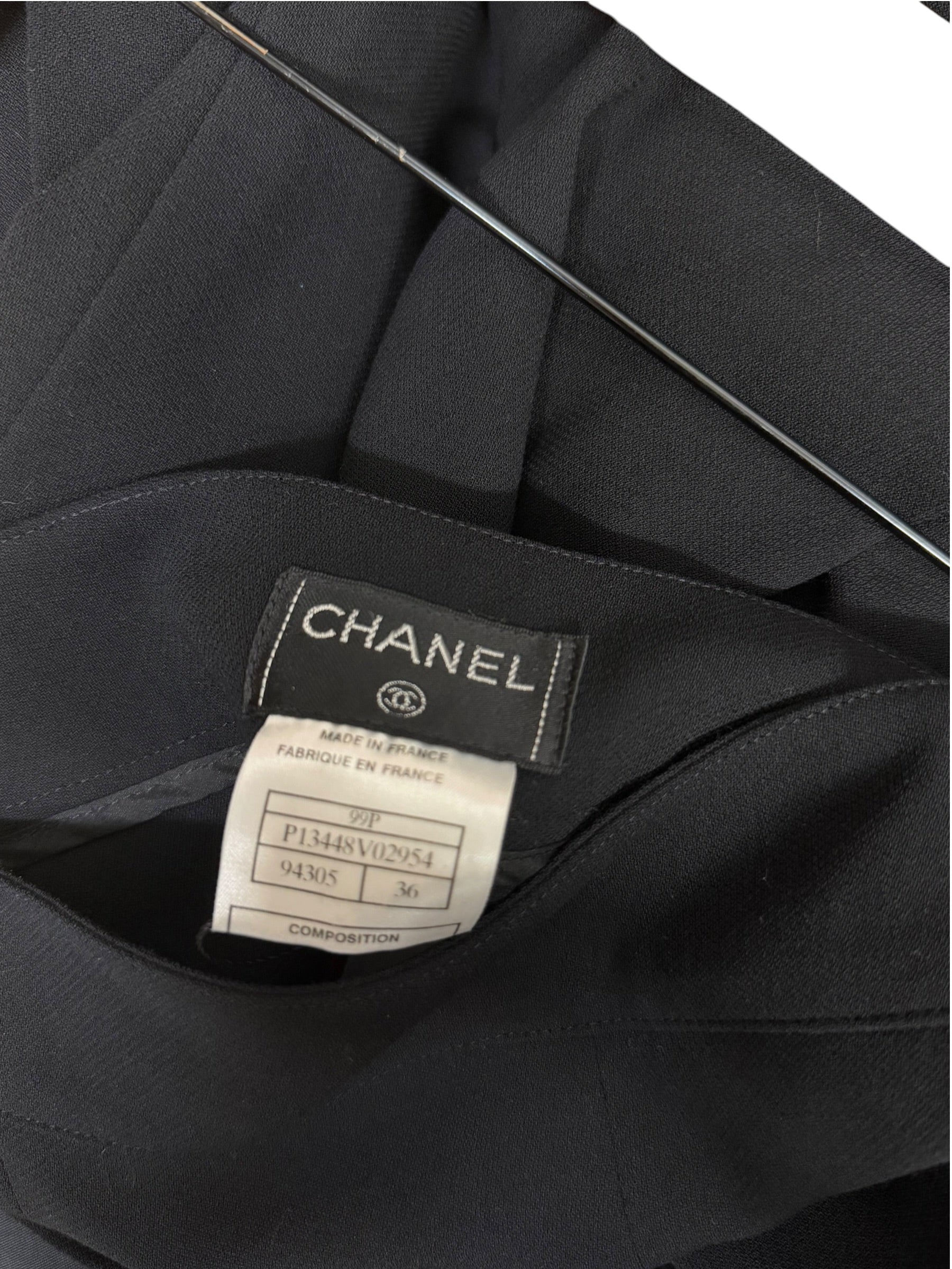 Chanel Vintage Black Wool Wide-Leg Trousers