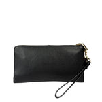 Coach Black Pebbled Leather Dual Zip Wristlet Wallet