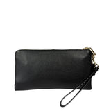 Coach Black Pebbled Leather Dual Zip Wristlet Wallet