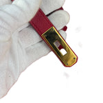 Hermes Kelly 32 Courchevel Rouge Vif Gold Handbag 1997