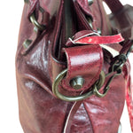 Balenciaga Vintage Burgundy Leather Moto City Two-Way Bag