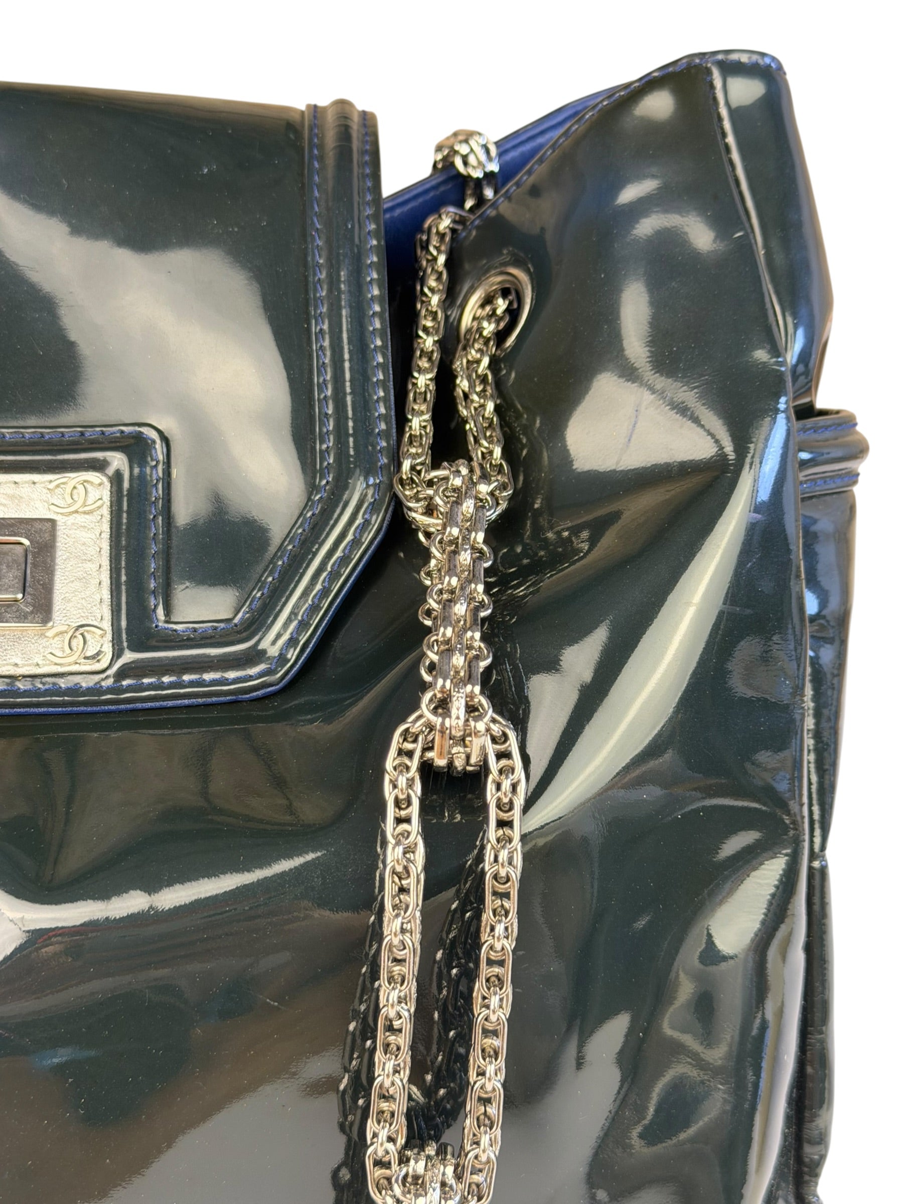 Chanel Green Patent Lambskin Reissue Venetian Mademoiselle Chain Flap Bag 2008