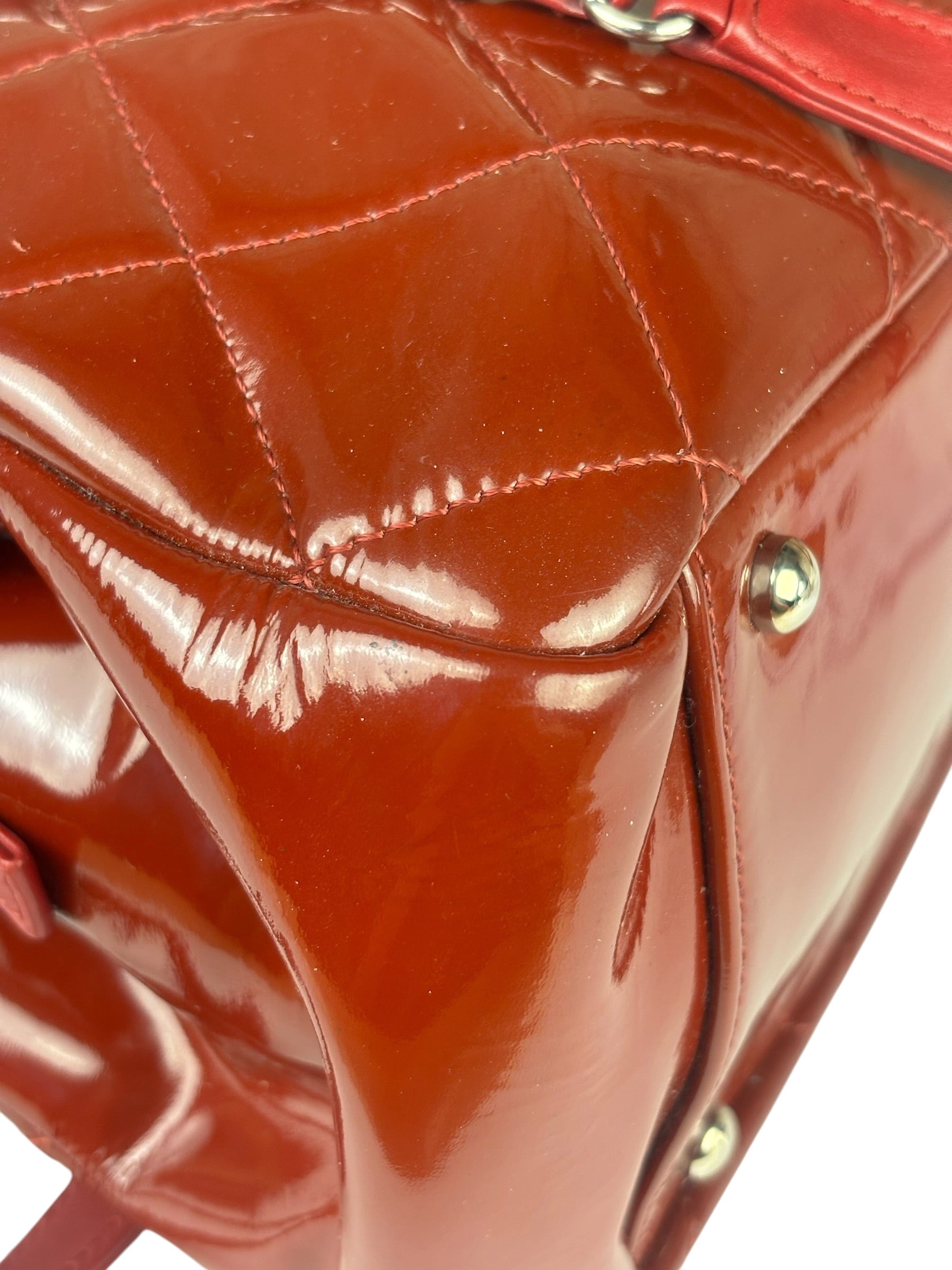 Chanel Red Patent Leather Chain Shoulder Bag 2012