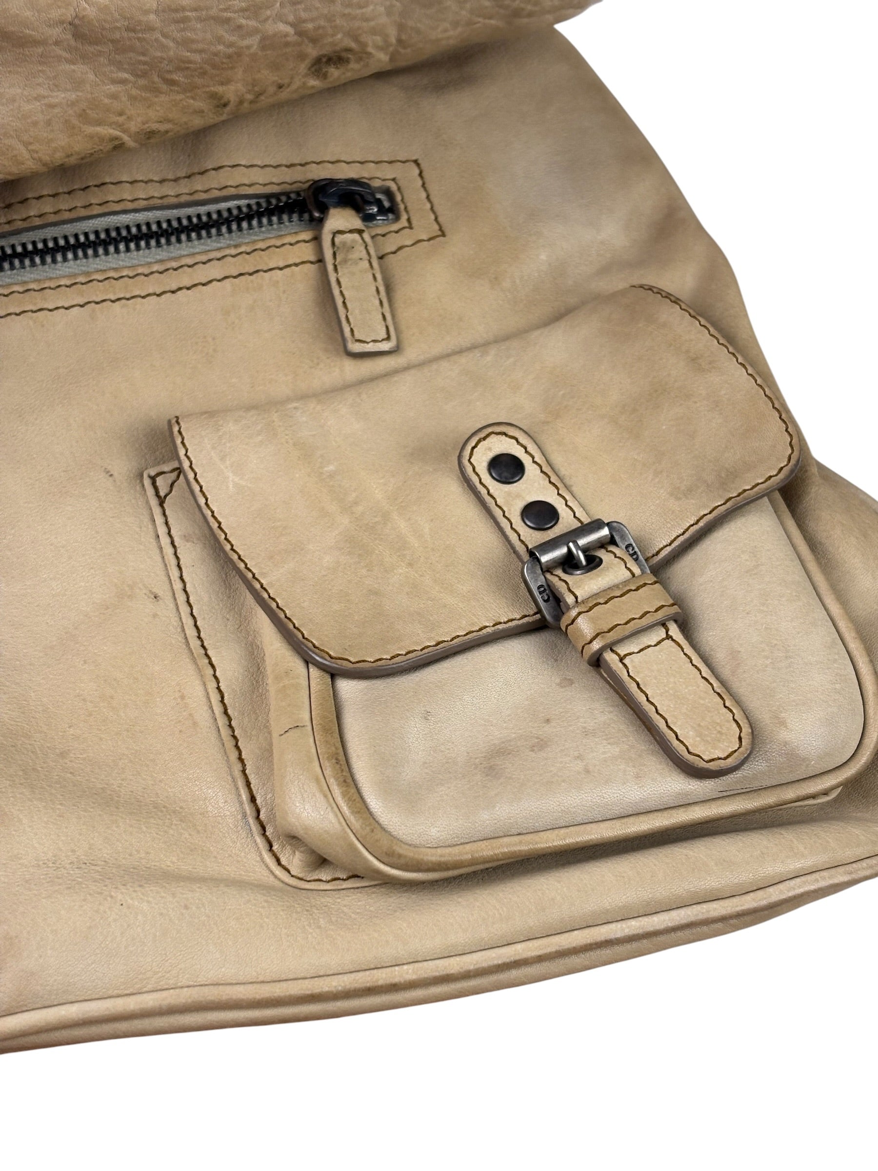 Christian Dior Beige Large Gaucho Double Saddle Shoulder Bag