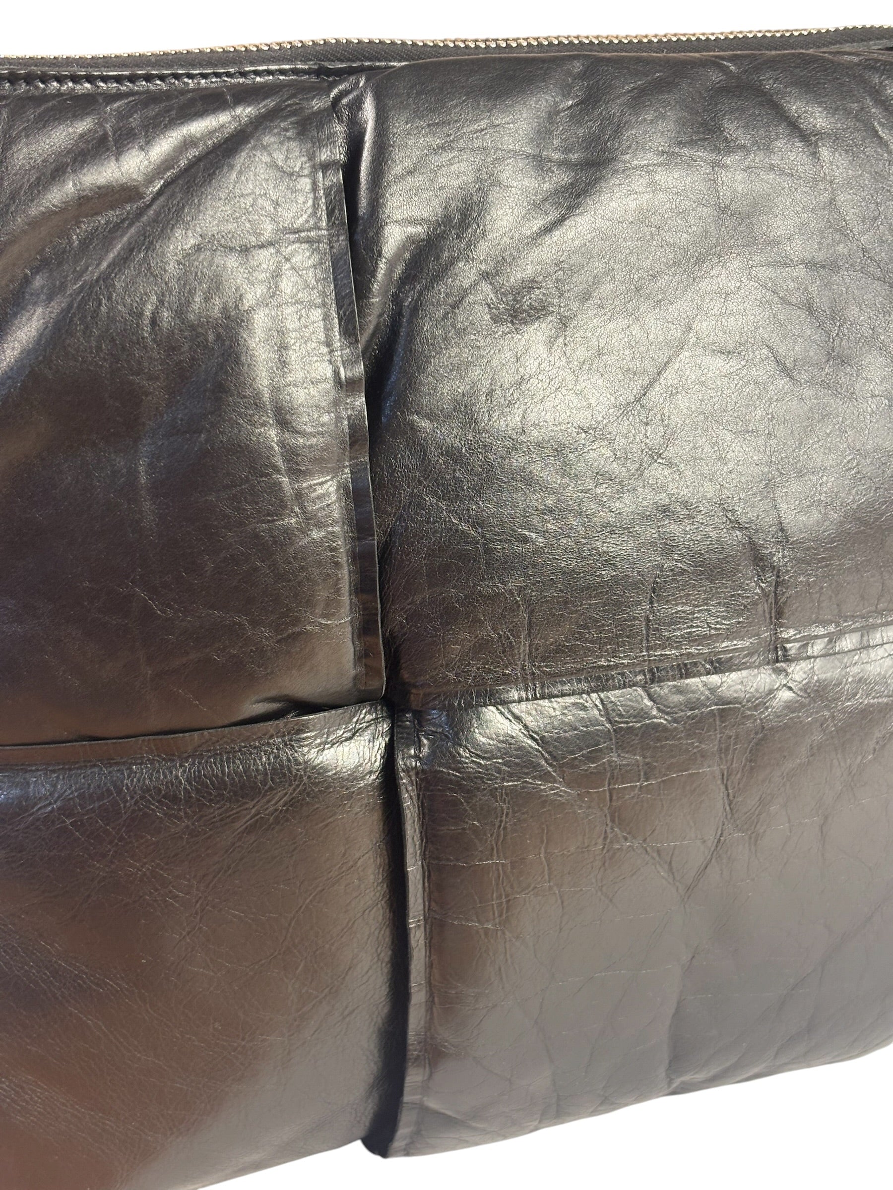 Bottega Veneta Black Leather Maxi Intrecciato Padded Pouch
