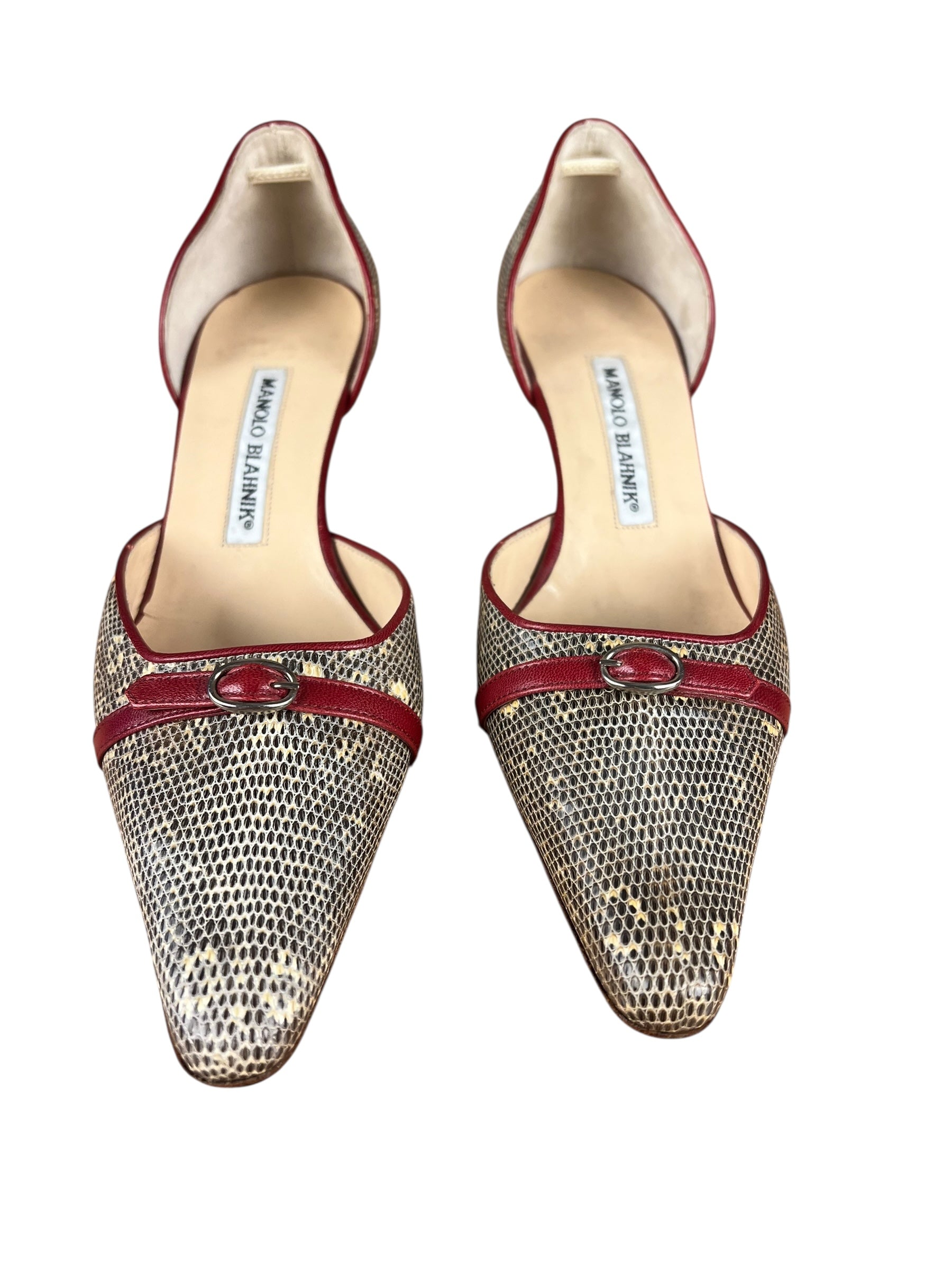 Manolo Blahnik Lizard Skin Kitten Heels