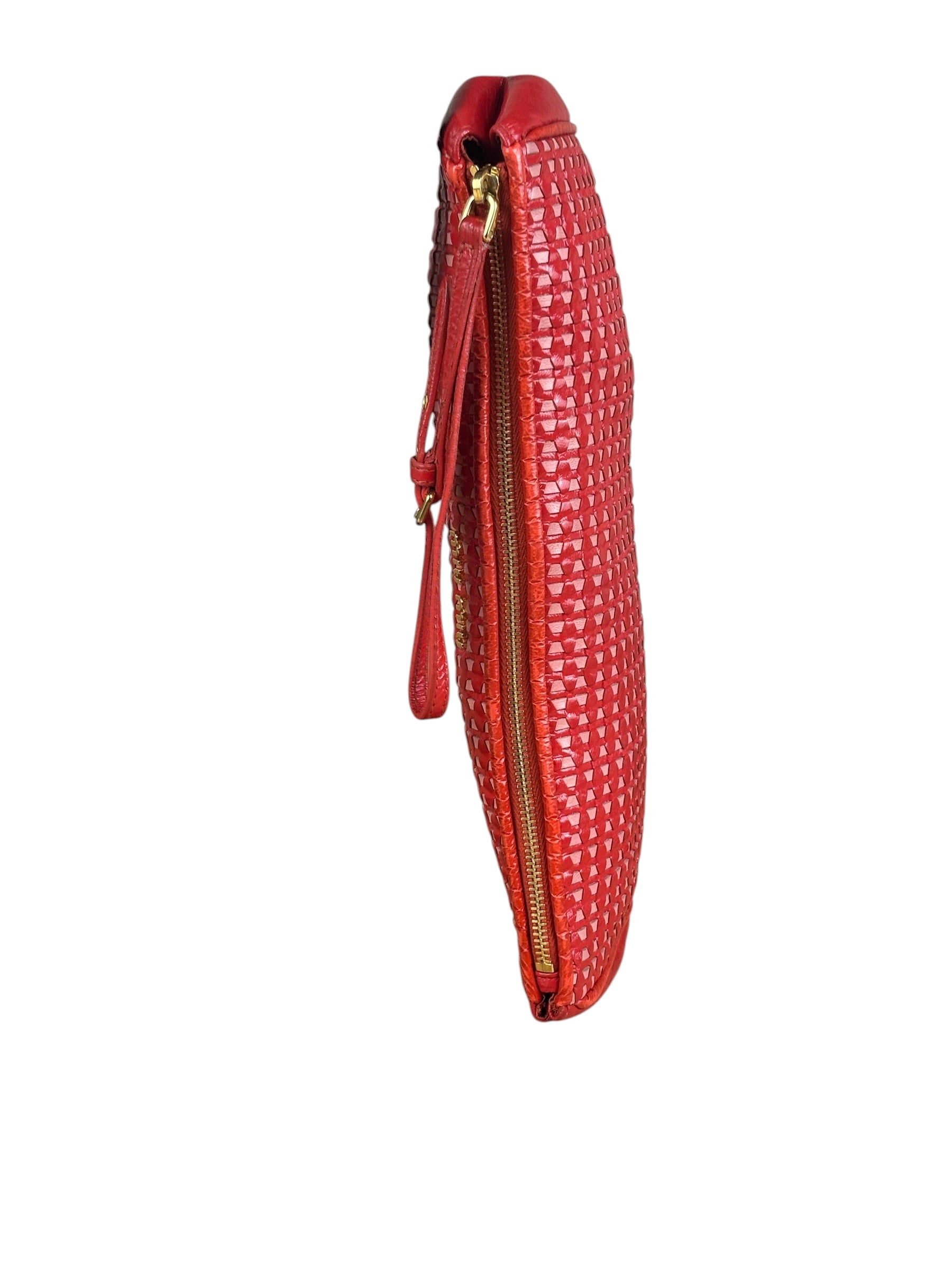 Miu Miu Bicolor Leather Striking Patterned Clutch
