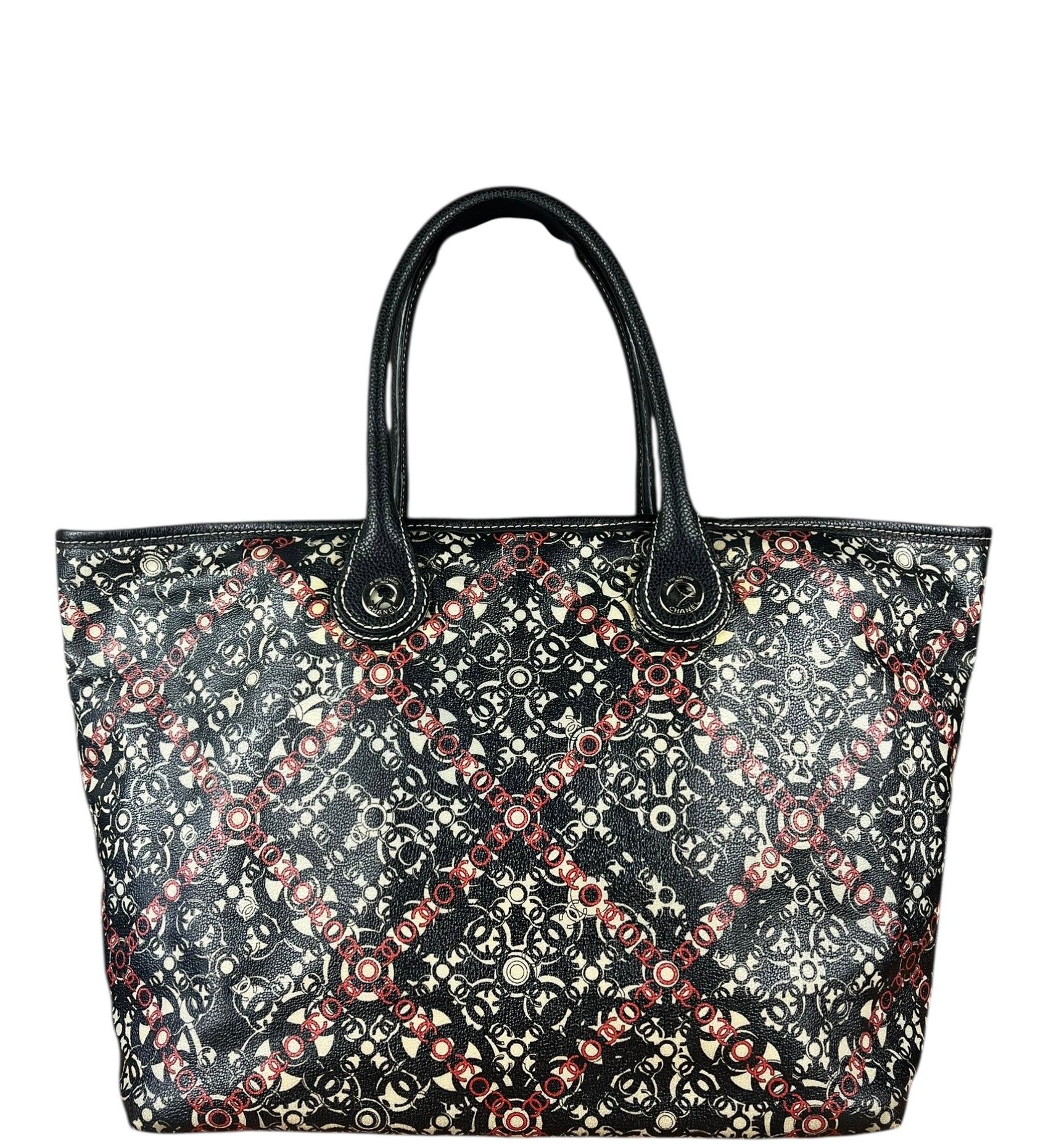 Chanel Optic Coco Chainlink Print Shoulder Tote