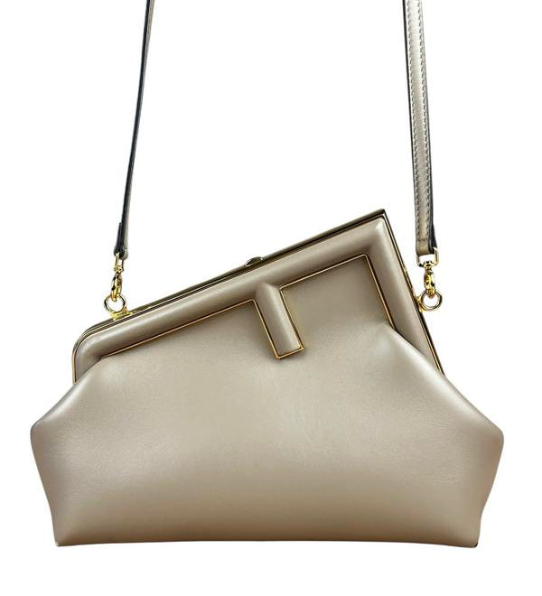 Fendi First Nappa Leather Sand Shoulder Bag