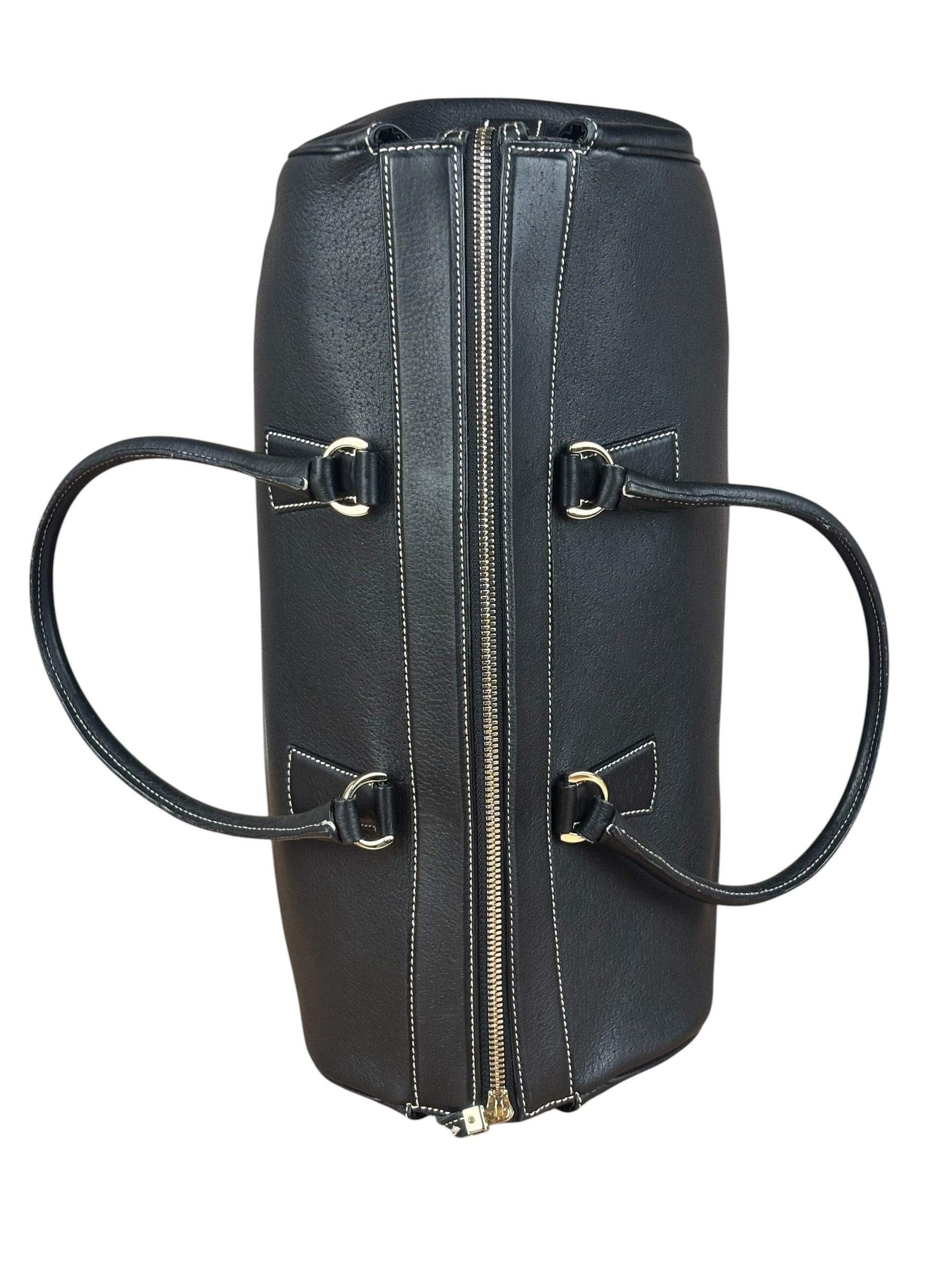 Salvatore Ferragamo Vintage Black Pebbled Leather Tote Bag