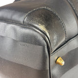 Fendi Grey/Black Leather Striped Boston Bag