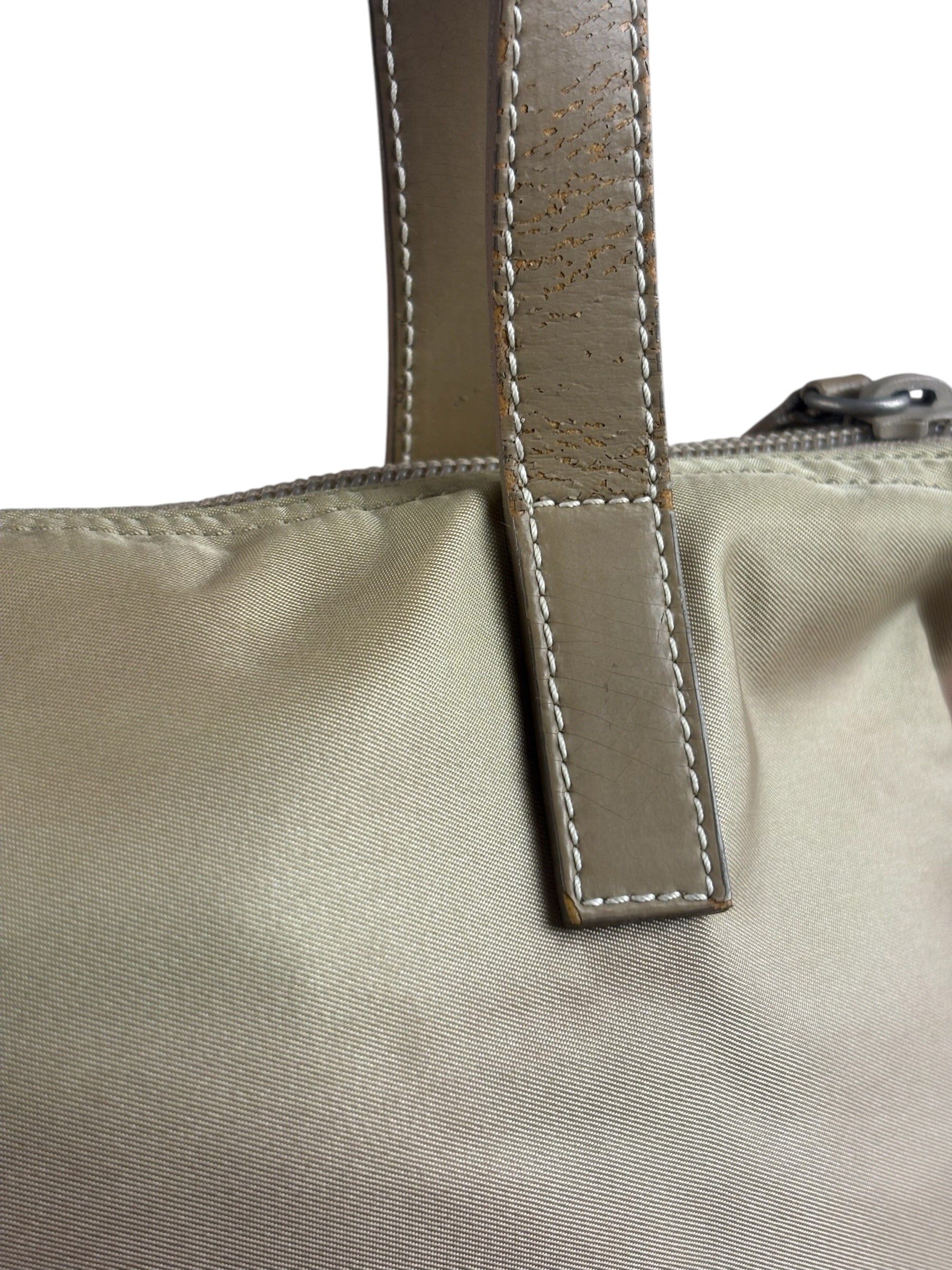 Prada Vintage Beige Nylon Top Handle Bag