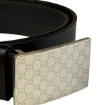 Gucci Black Leather GG Supreme Buckled Belt